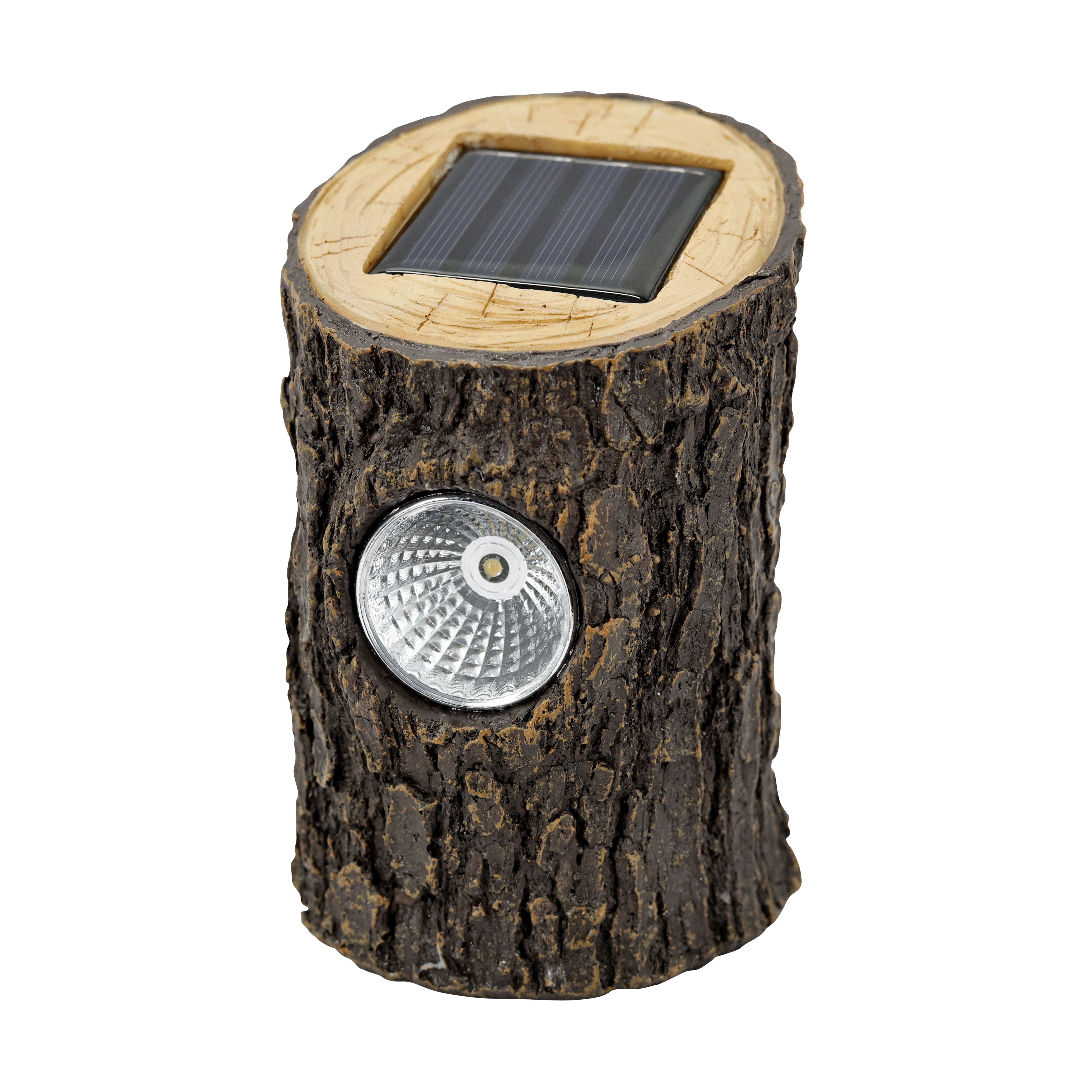 Natural wood effect Log Solar-powered Integrated LED Outdoor Decorative ...
