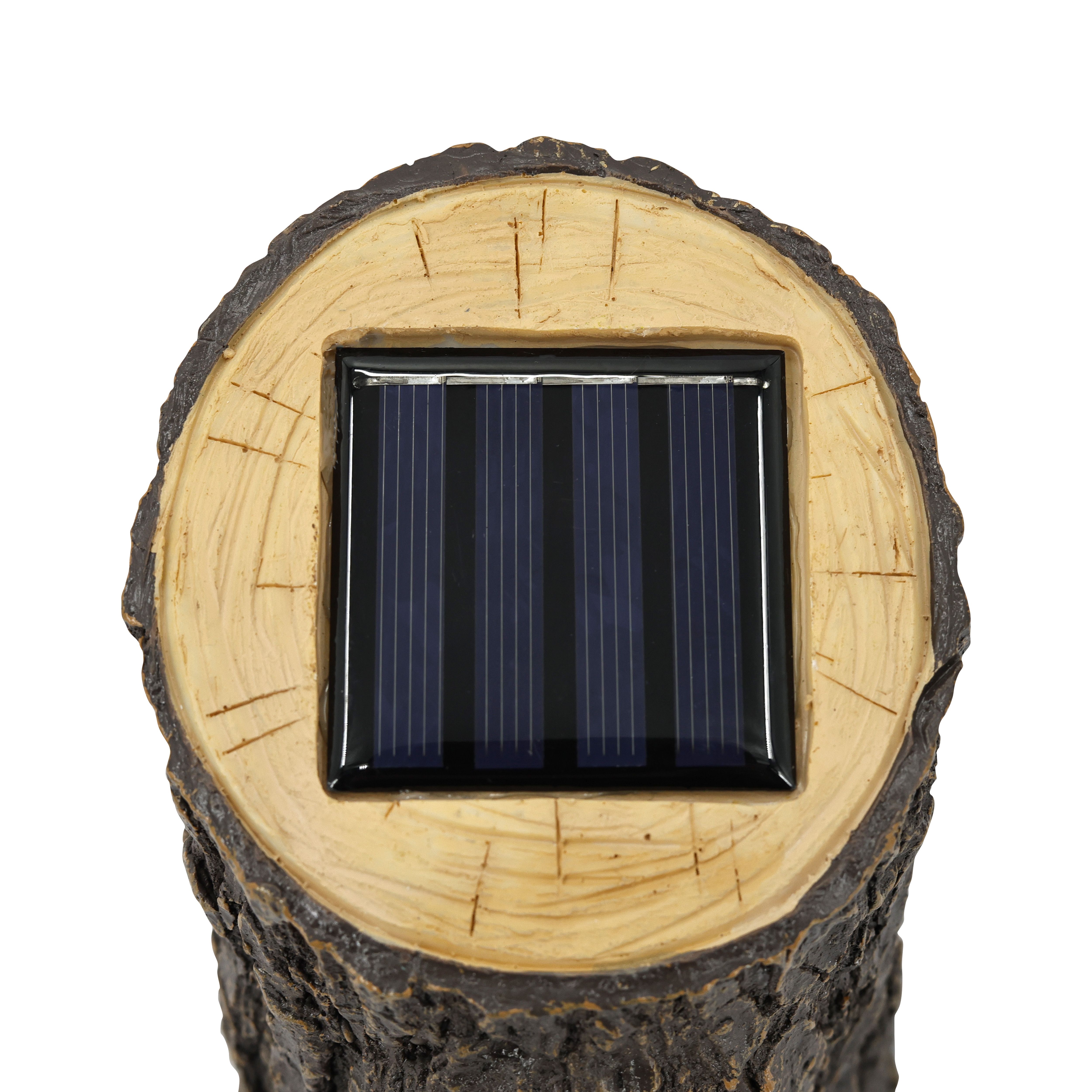 Natural wood effect Log Solar-powered Integrated LED Outdoor Decorative ...