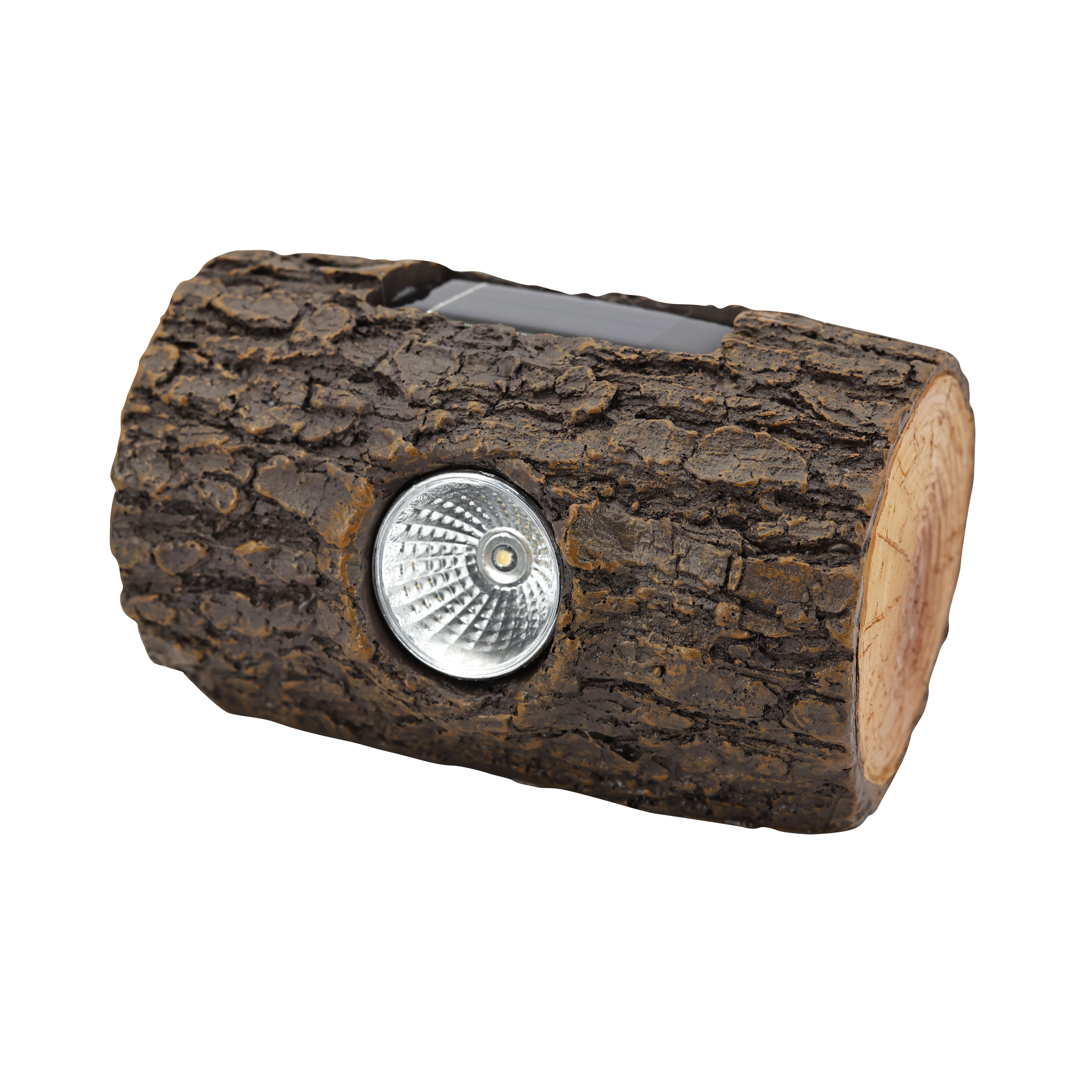 Natural wood effect Log Solar-powered Integrated LED Outdoor Decorative ...