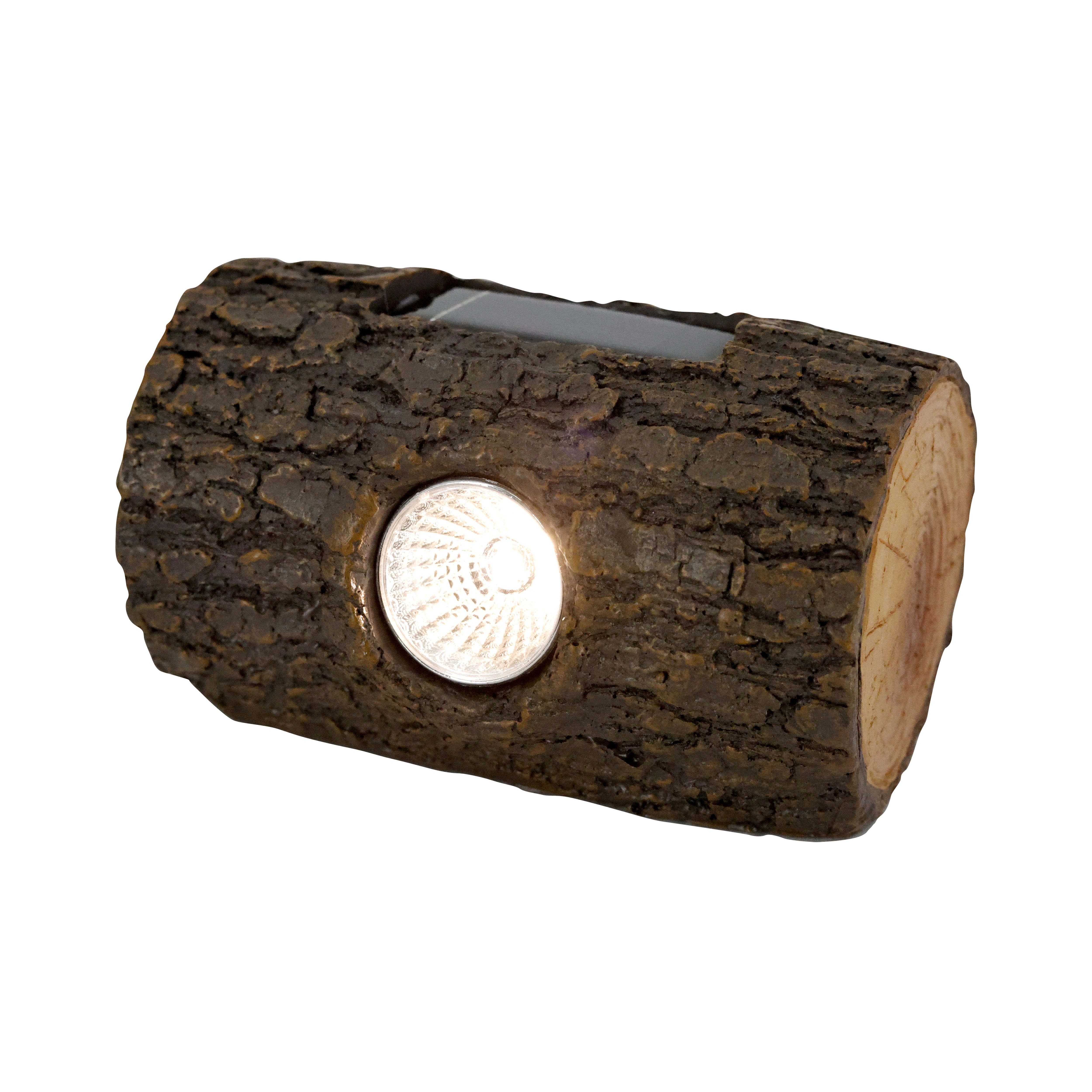 Natural wood effect Log Solar-powered Integrated LED Outdoor Decorative ...