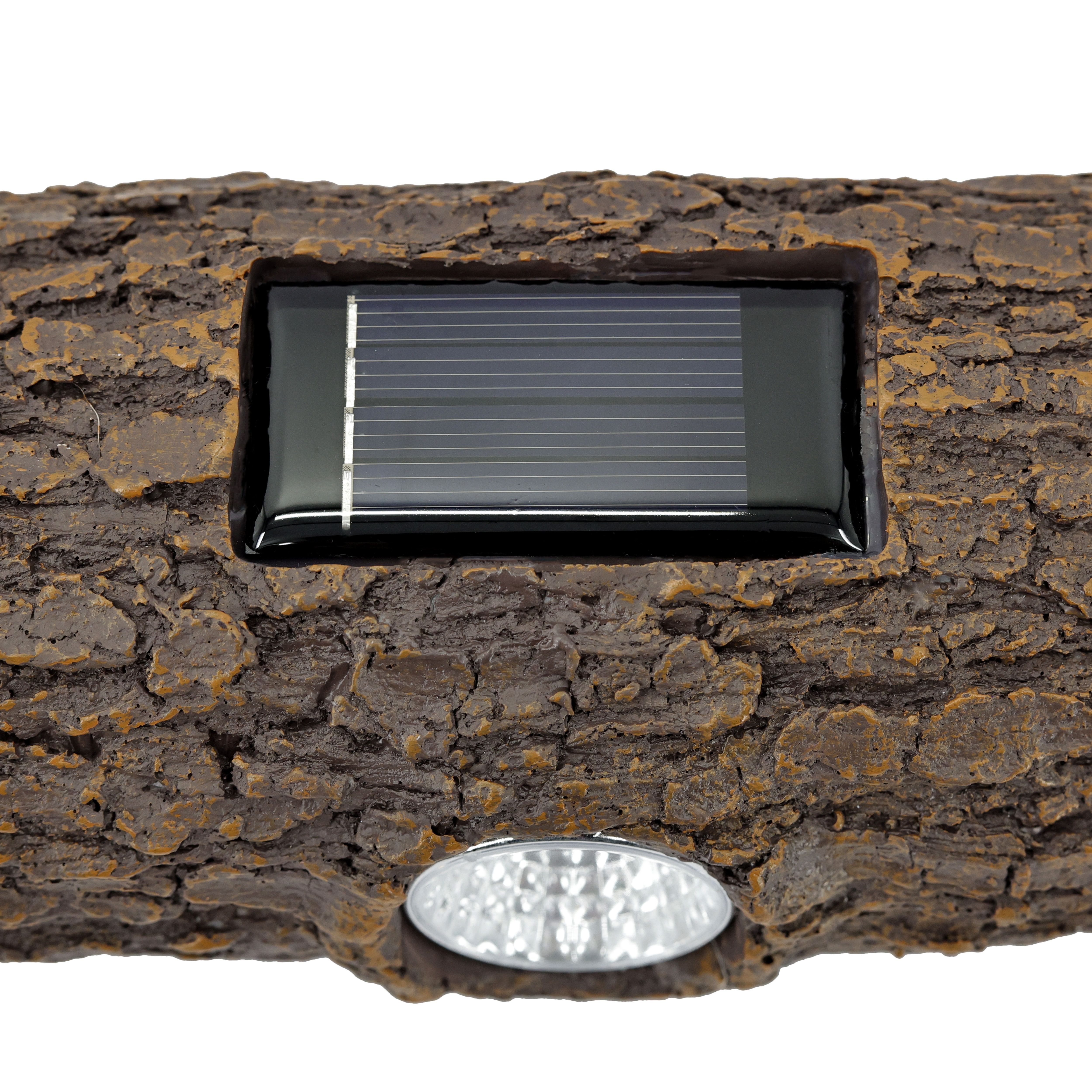 Natural wood effect Log Solar-powered Integrated LED Outdoor Decorative ...