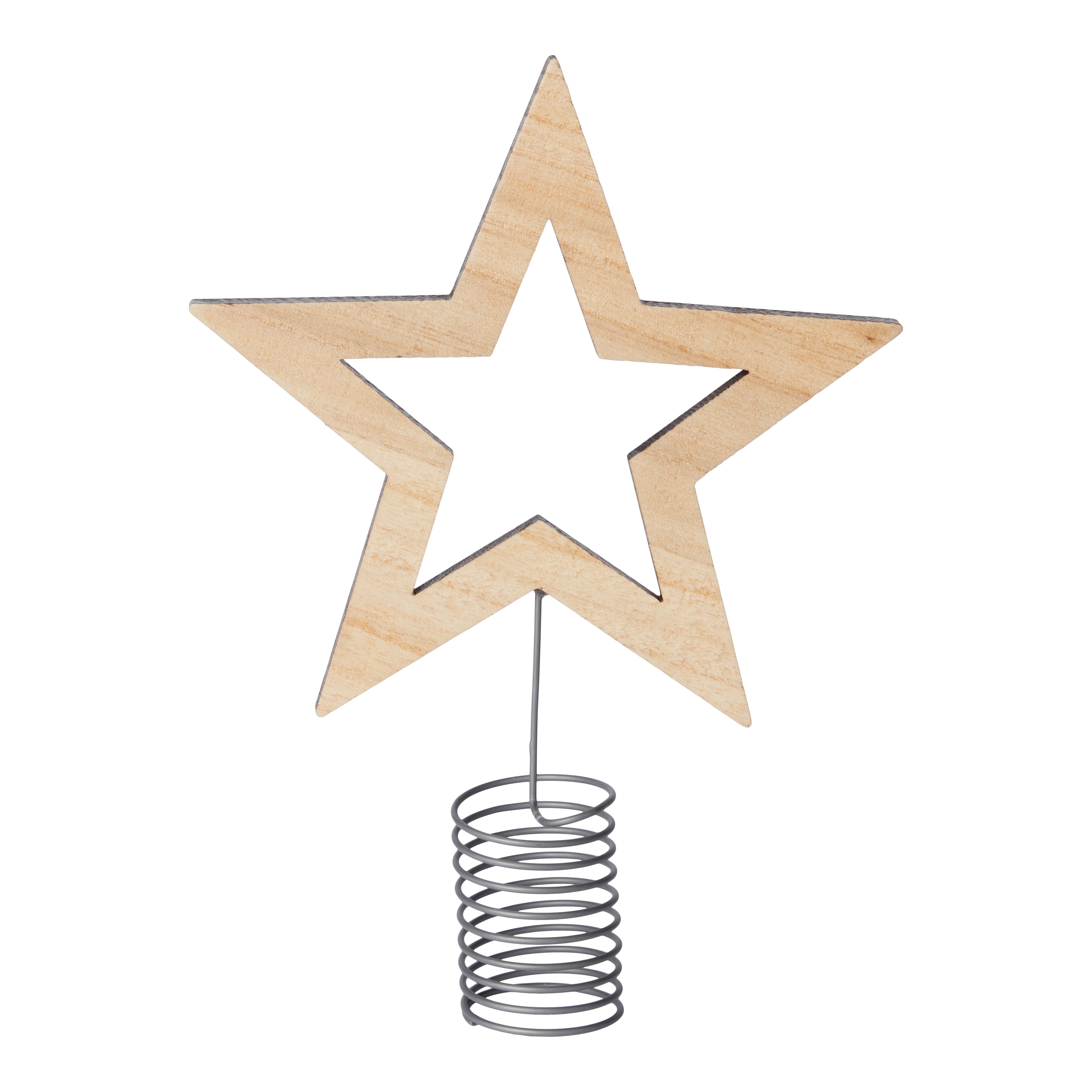 Natural Wood Star Christmas tree topper