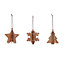 Natural Wood Star, snowflake & tree Hanging ornament, Set of 3