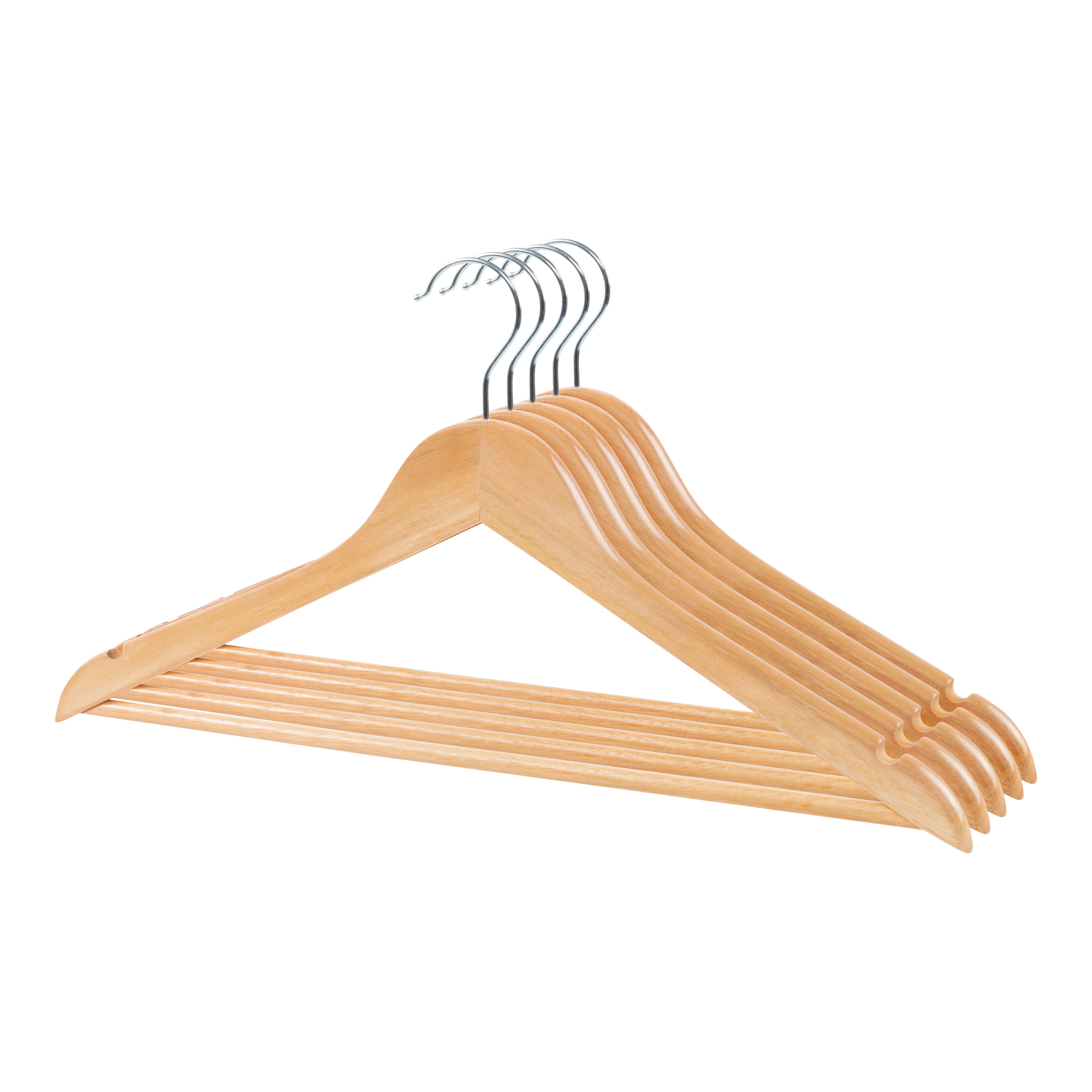 Natural Wooden Clothes hangers Pack of 5 DIY at B Q