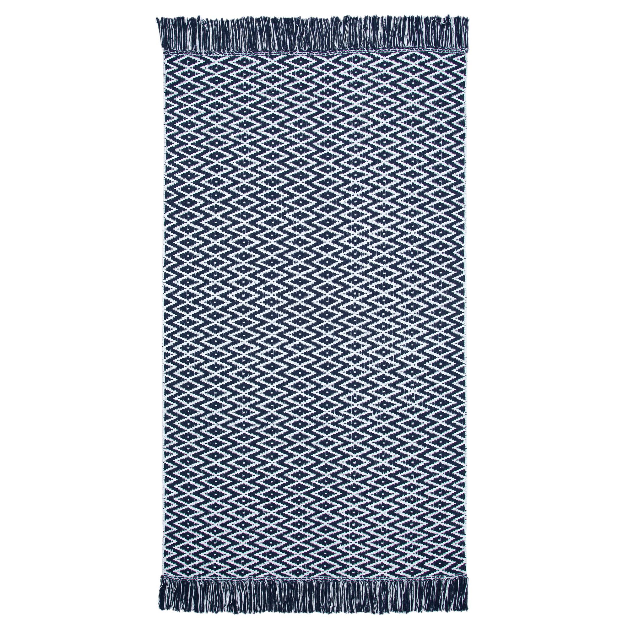 Navy & white Chevron Small Runner, (L)150cm x (W)80cm