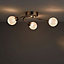 Nebula Brushed Acrylic & steel Nickel effect 3 Lamp LED Ceiling light