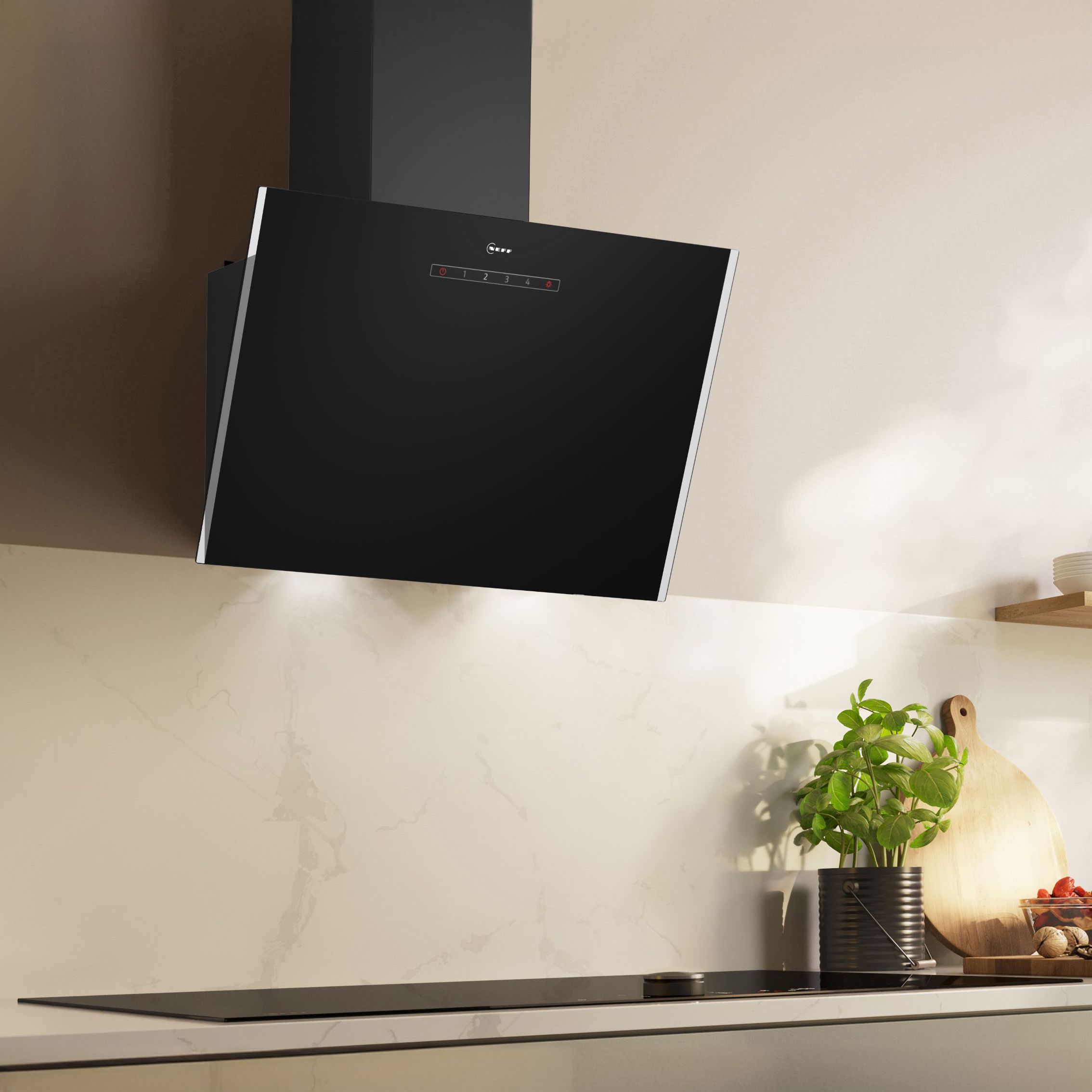 NEFF N30 D63IDK1S0B Glass Angled Cooker hood (W)59cm - Black