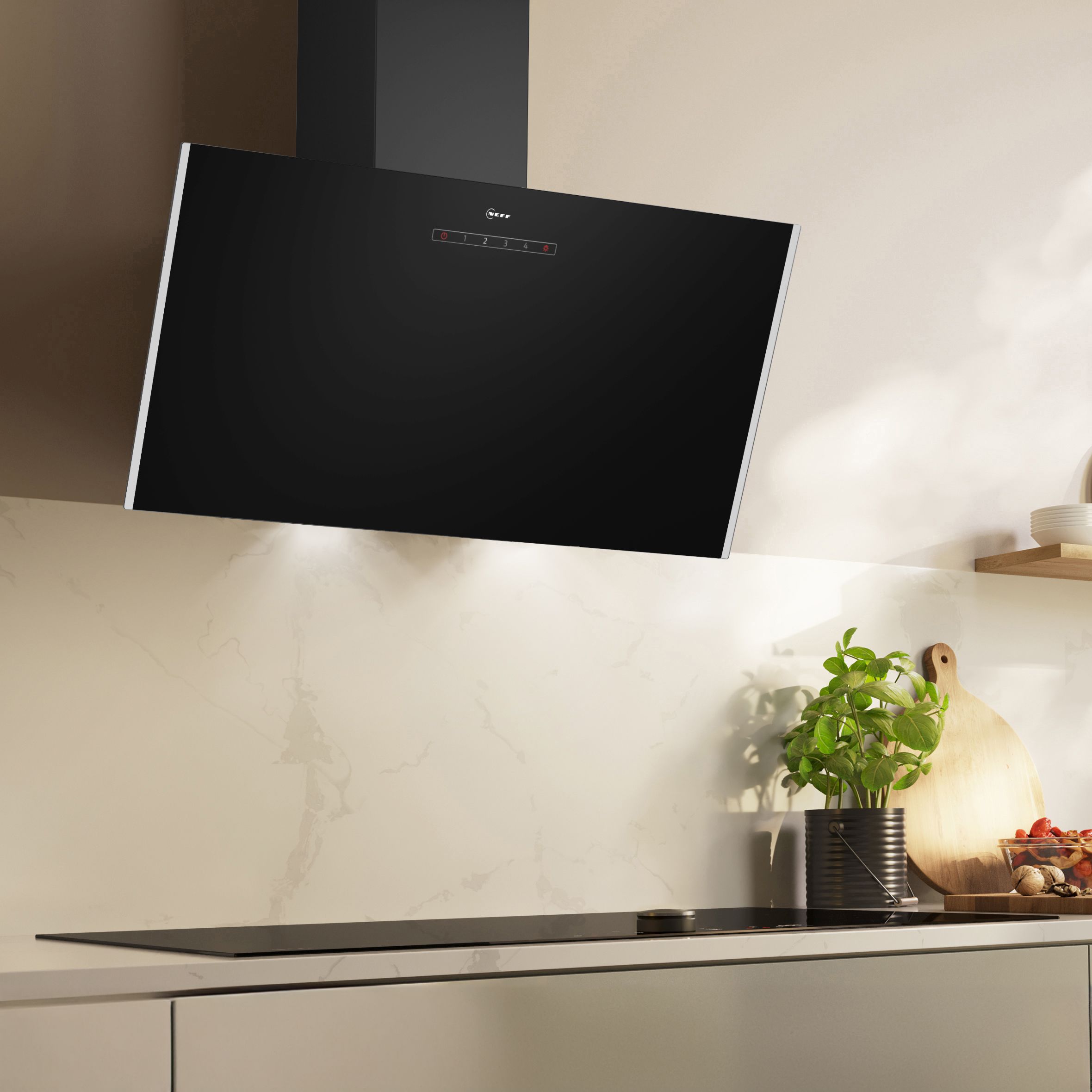 NEFF N30 D83IDK1S0B Glass Angled Cooker hood (W)79cm - Black