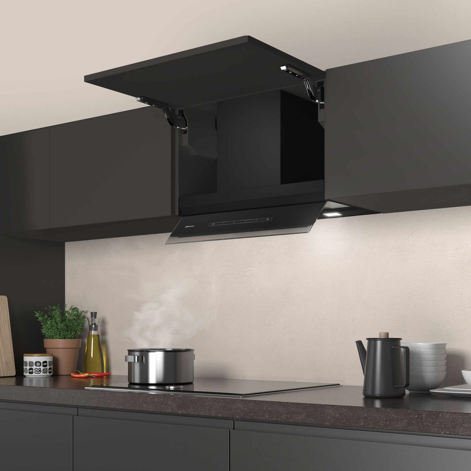 NEFF N70 D65XAM2S0B Glass Integrated Cooker hood (W)60cm - Black