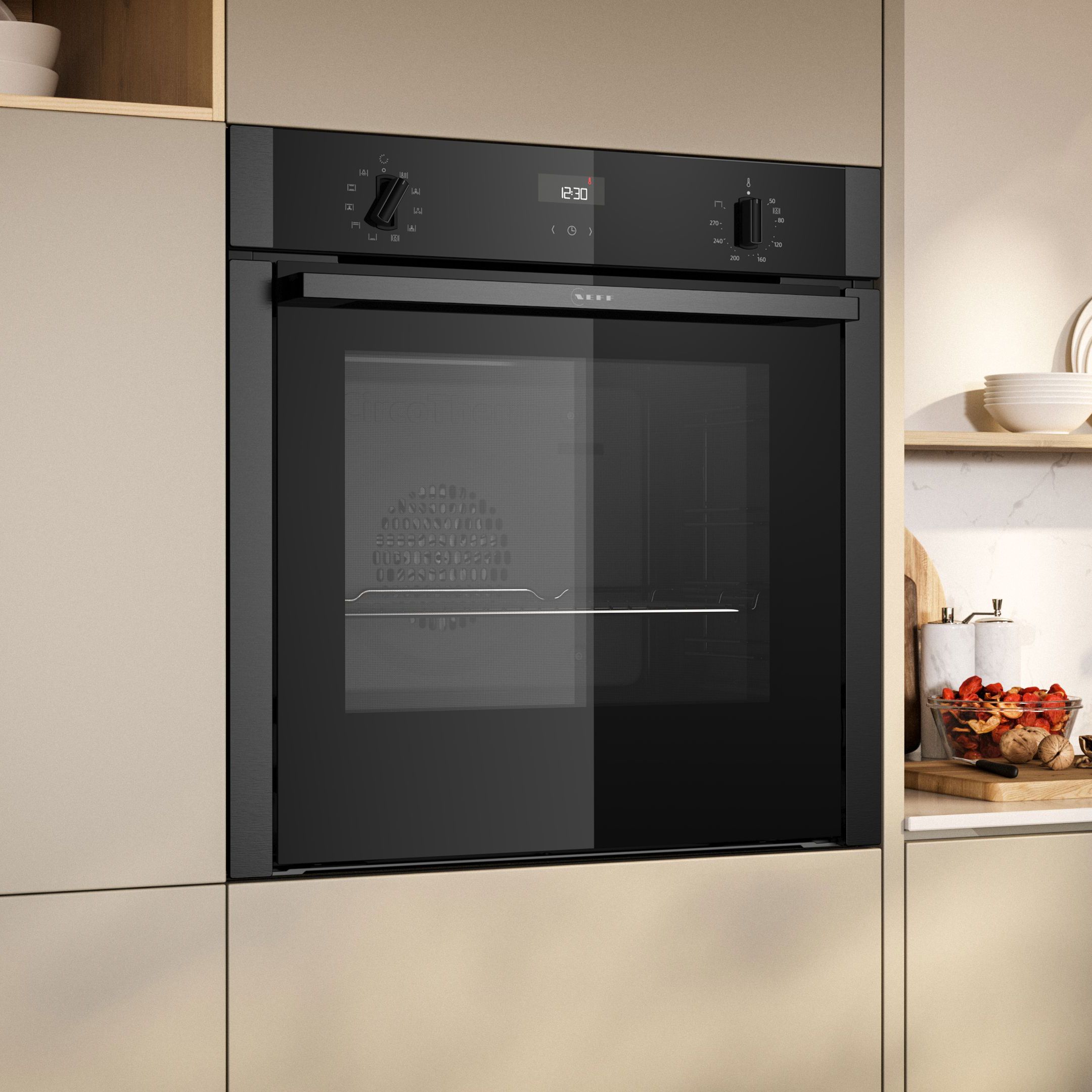 NEFF Slide&Hide B3ACE4AG3B Built-in Single electric multifunction Oven - Black
