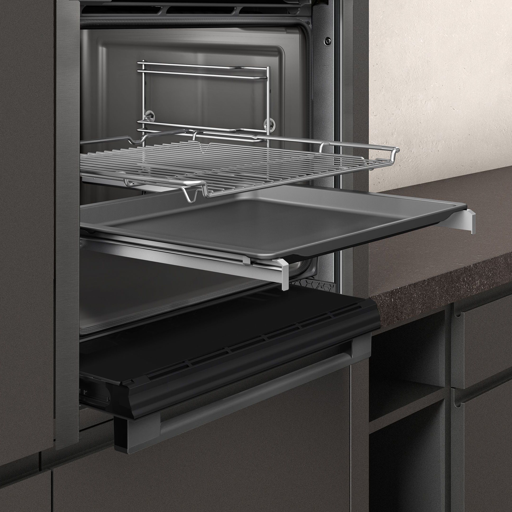 NEFF Slide&Hide B3ACE4AG3B Built-in Single electric multifunction Oven - Black