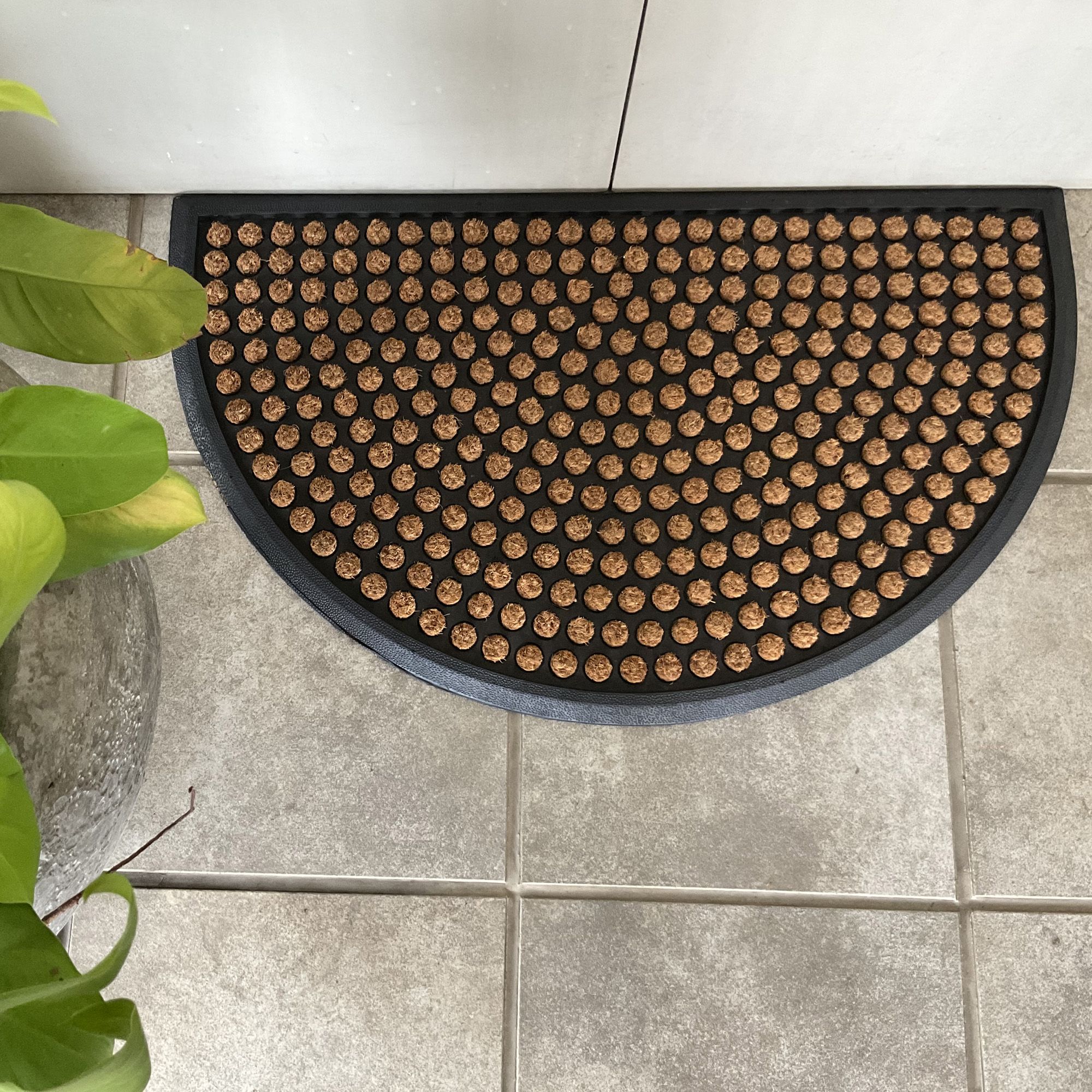 Neutral Half moon Door mat, 45cm x 75cm