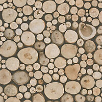 New forest Brown Logs Embossed Wallpaper
