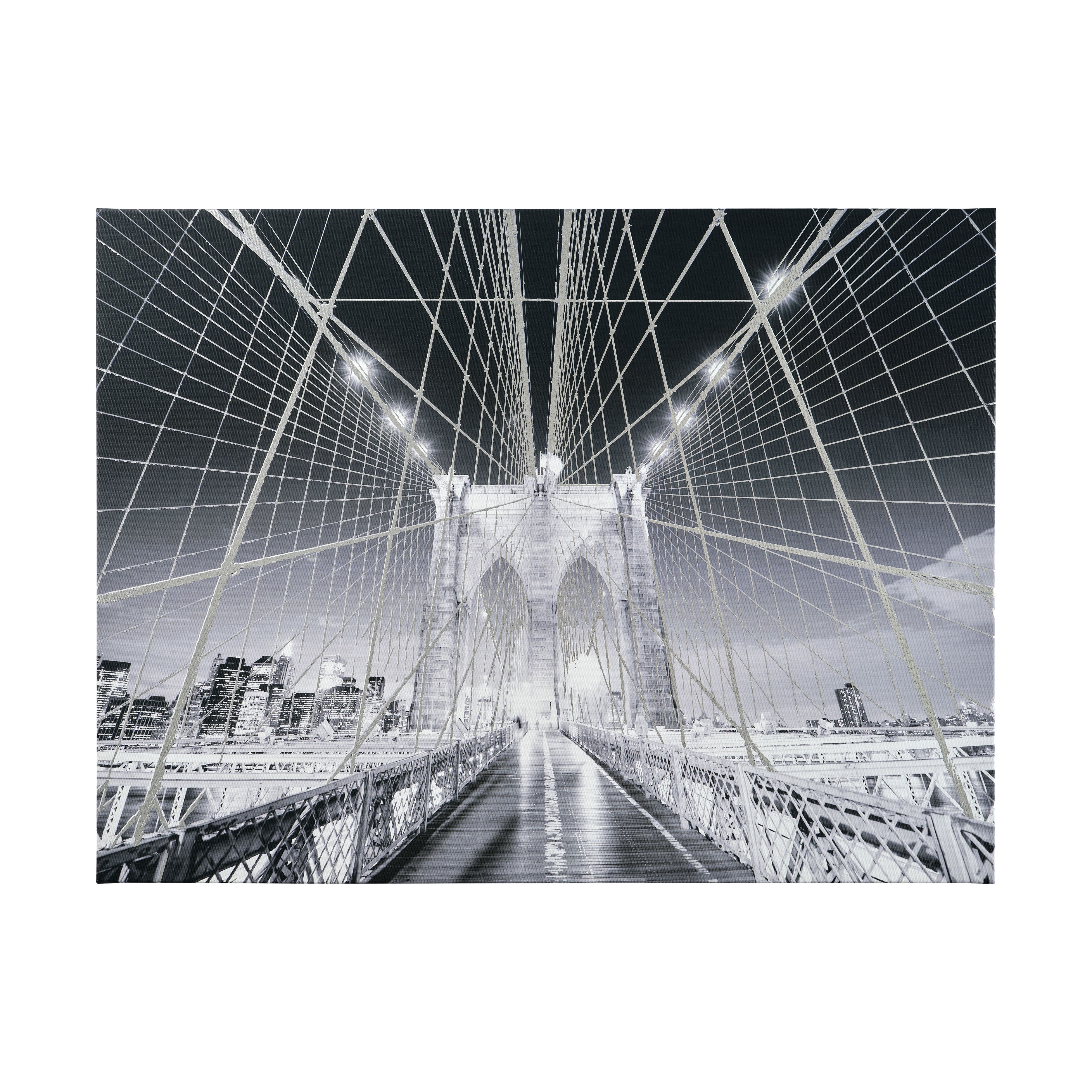 New York bridge Mono Canvas art (H)60cm x (W)80cm