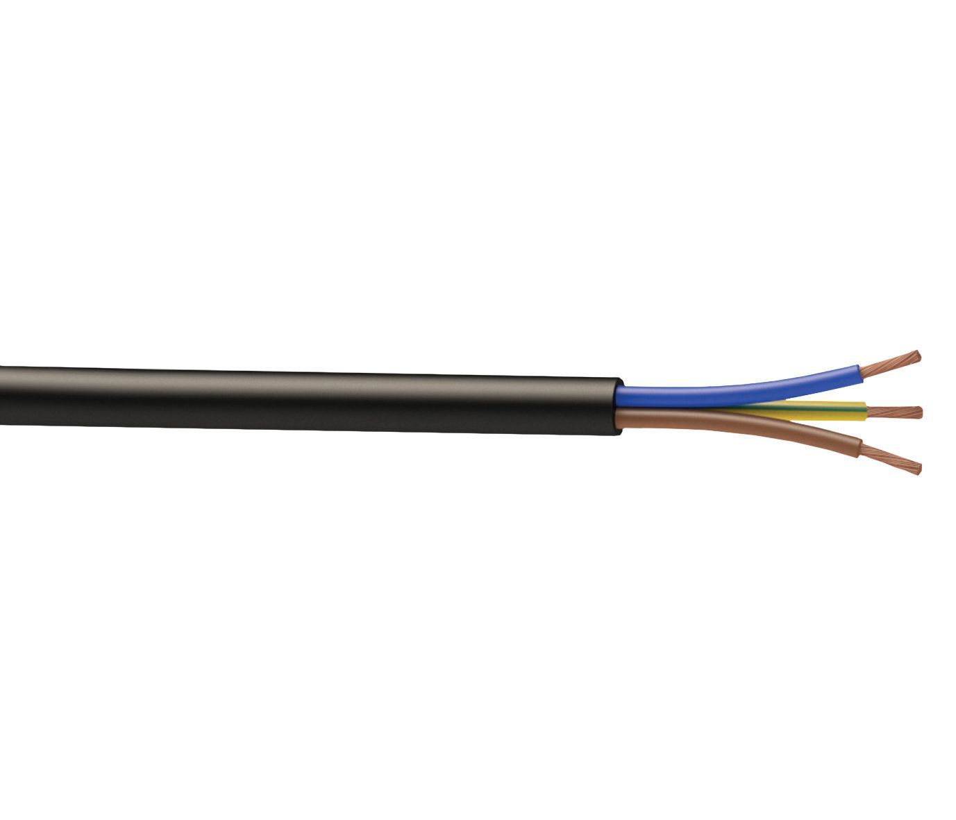 Nexans Black 3-core Cable 0.75mm² x 25m