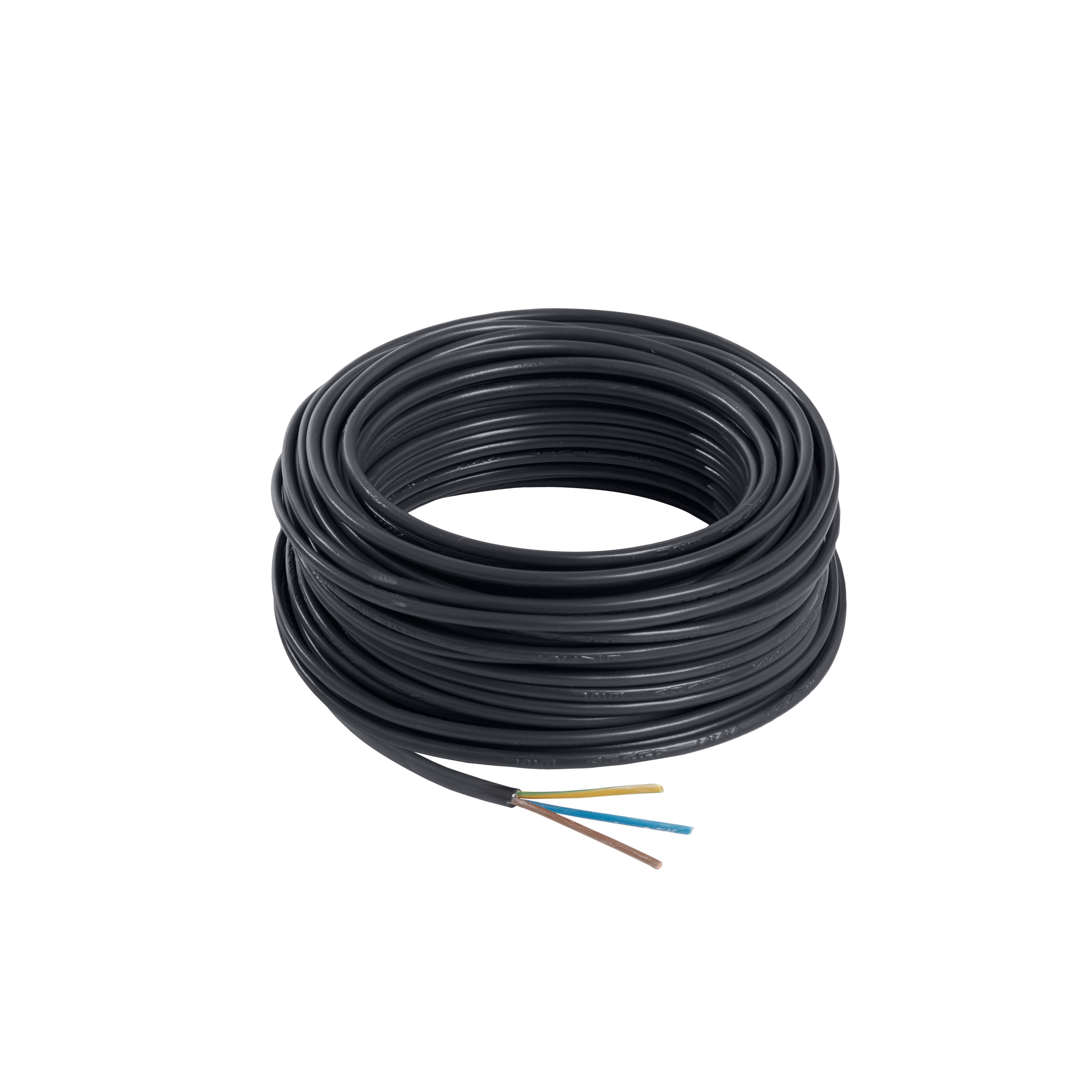 Nexans Black 3-core Flexible Cable 1.5mm² x 25m