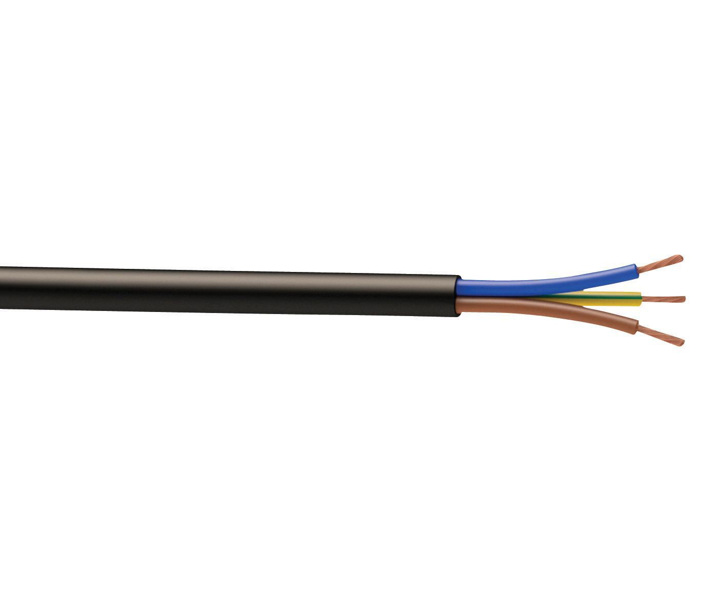 Nexans Black 3-core Flexible Cable 1.5mm² x 50m