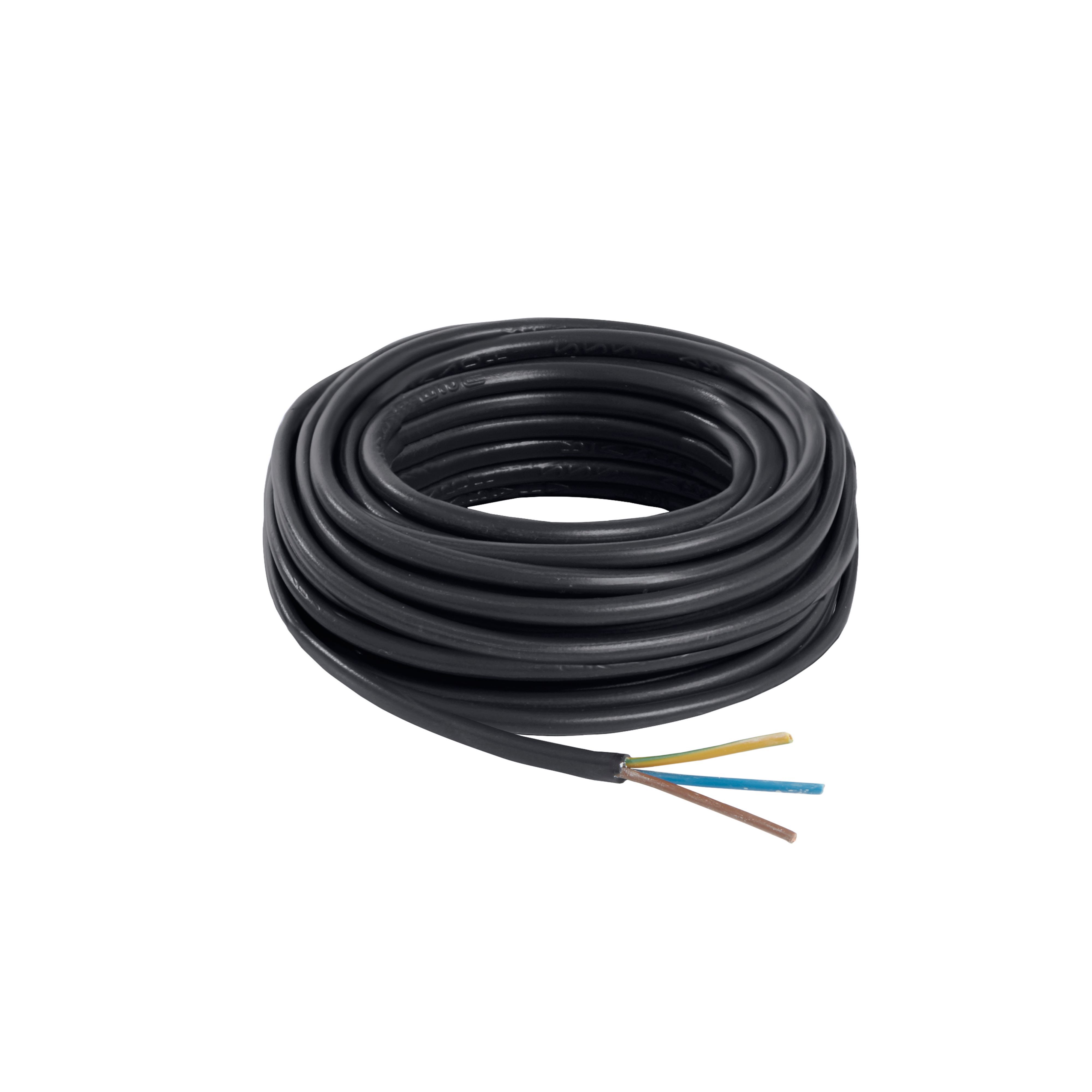Nexans Black 3-core Flexible Cable 1.5mm² x 5m
