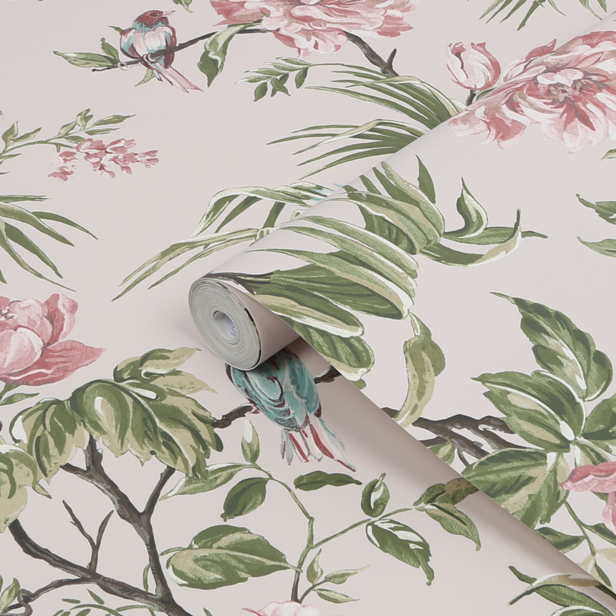 Next Birds & blooms Mauve Floral Smooth Wallpaper Sample