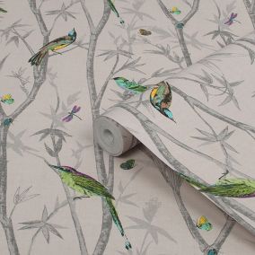 Next Chinoiserie bird trail Natural Smooth Wallpaper Sample