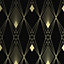 Next Deco geometric Black Metallic effect Smooth Wallpaper Sample