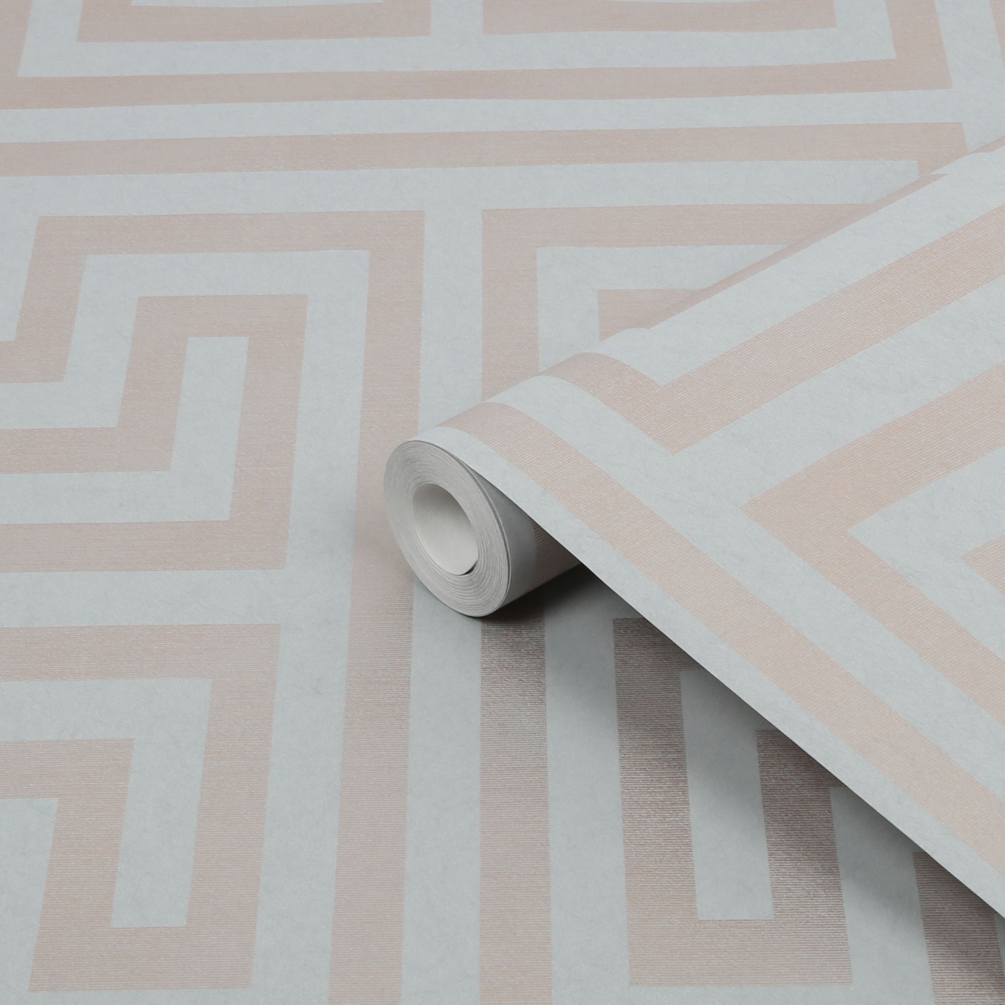 Next Greek key Grey Metallic effect Patterned Smooth Wallpaper Sample