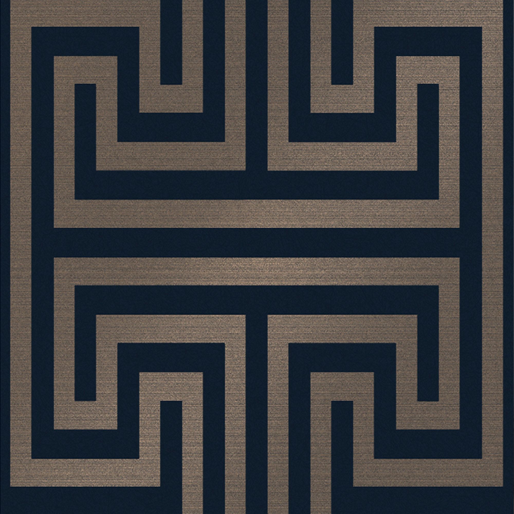 Next Greek key Navy Metallic effect Patterned Smooth Wallpaper Sample