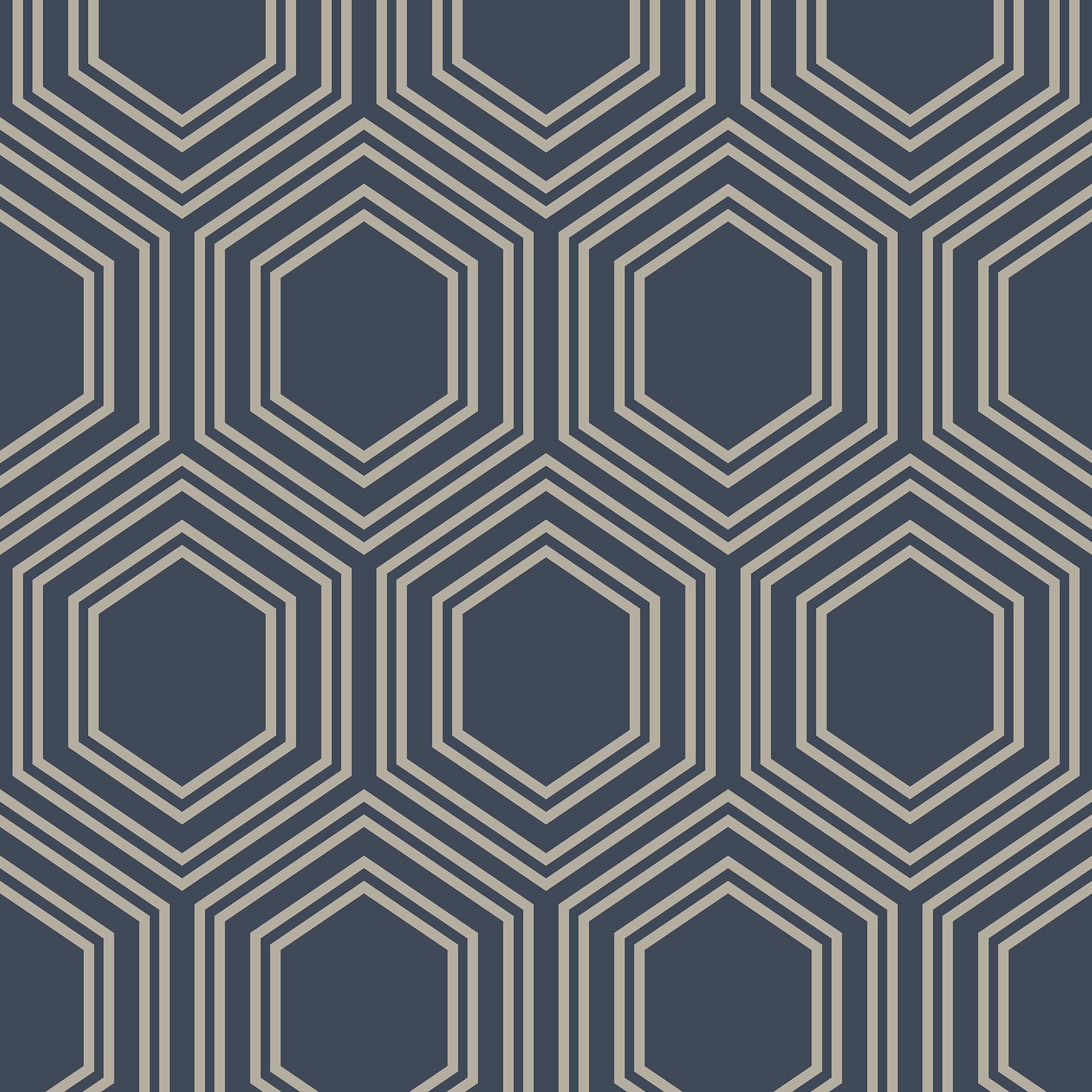 Next Honeycomb Geo Navy Smooth Wallpaper