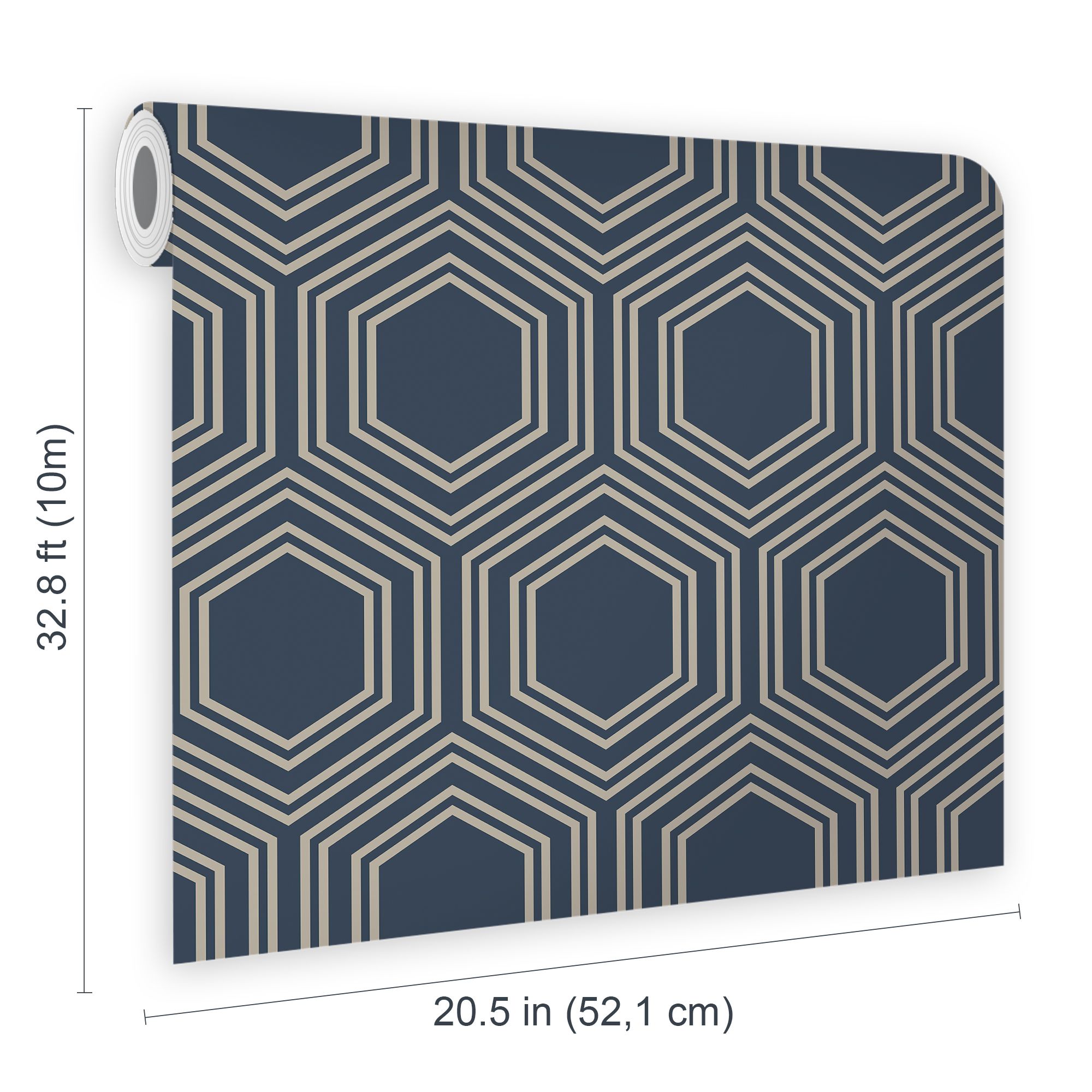 Next Honeycomb Geo Navy Smooth Wallpaper