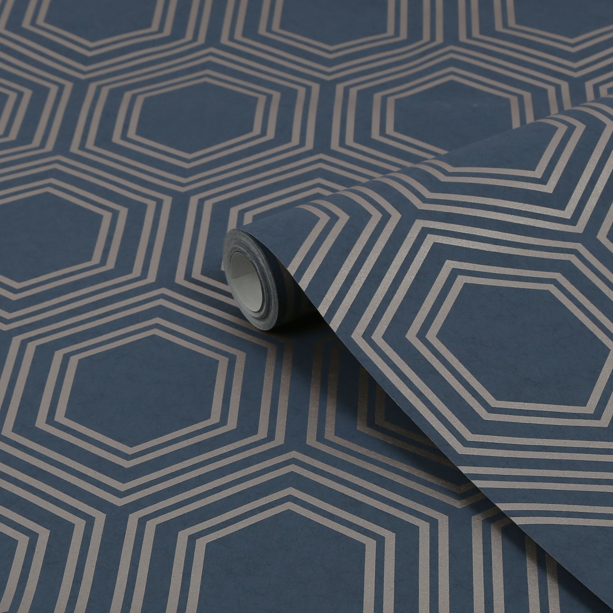 Next Honeycomb Geo Navy Smooth Wallpaper