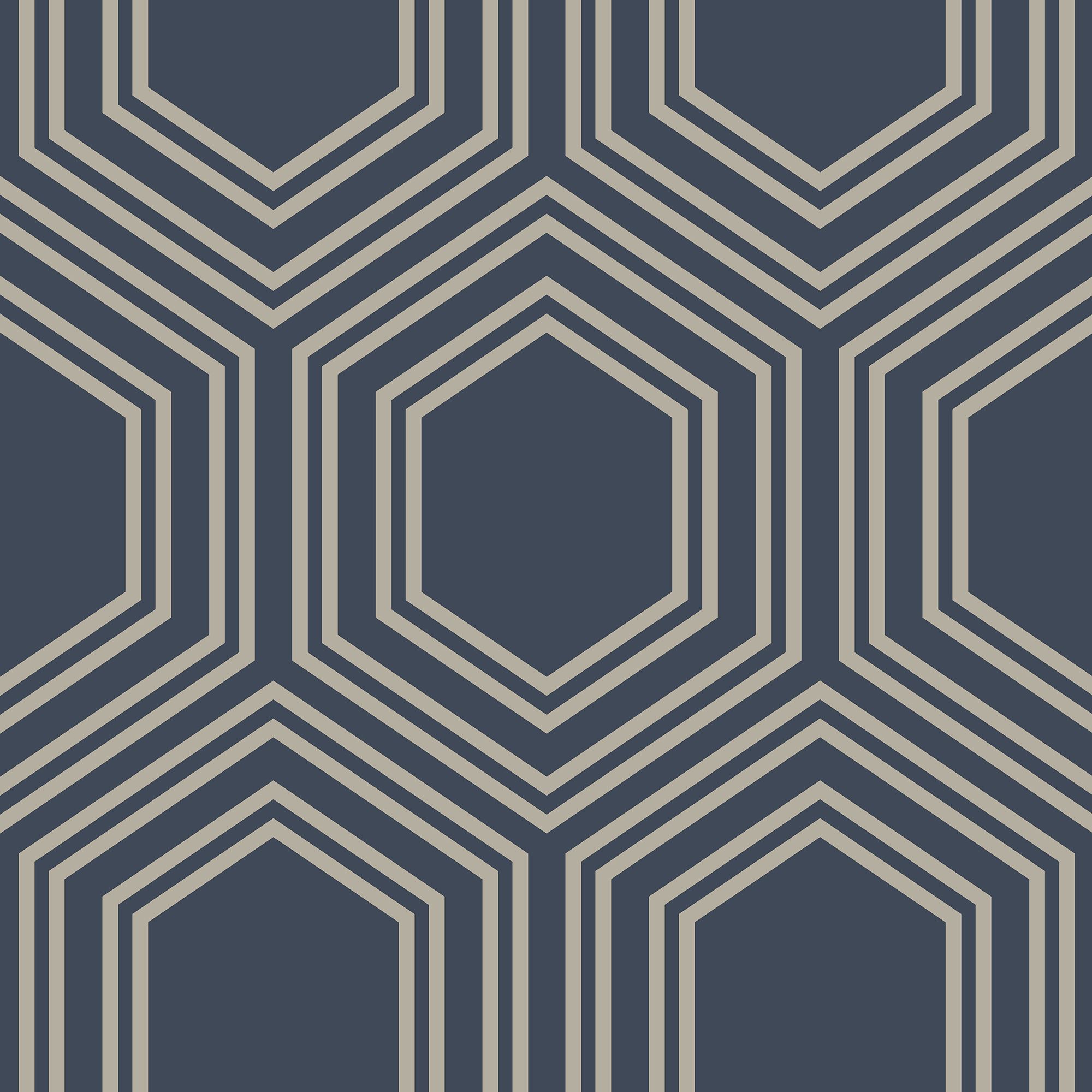 Next Honeycomb Geo Navy Smooth Wallpaper