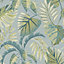 Next Jungle leaves Duck egg Smooth Wallpaper Sample