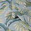 Next Jungle leaves Duck egg Smooth Wallpaper