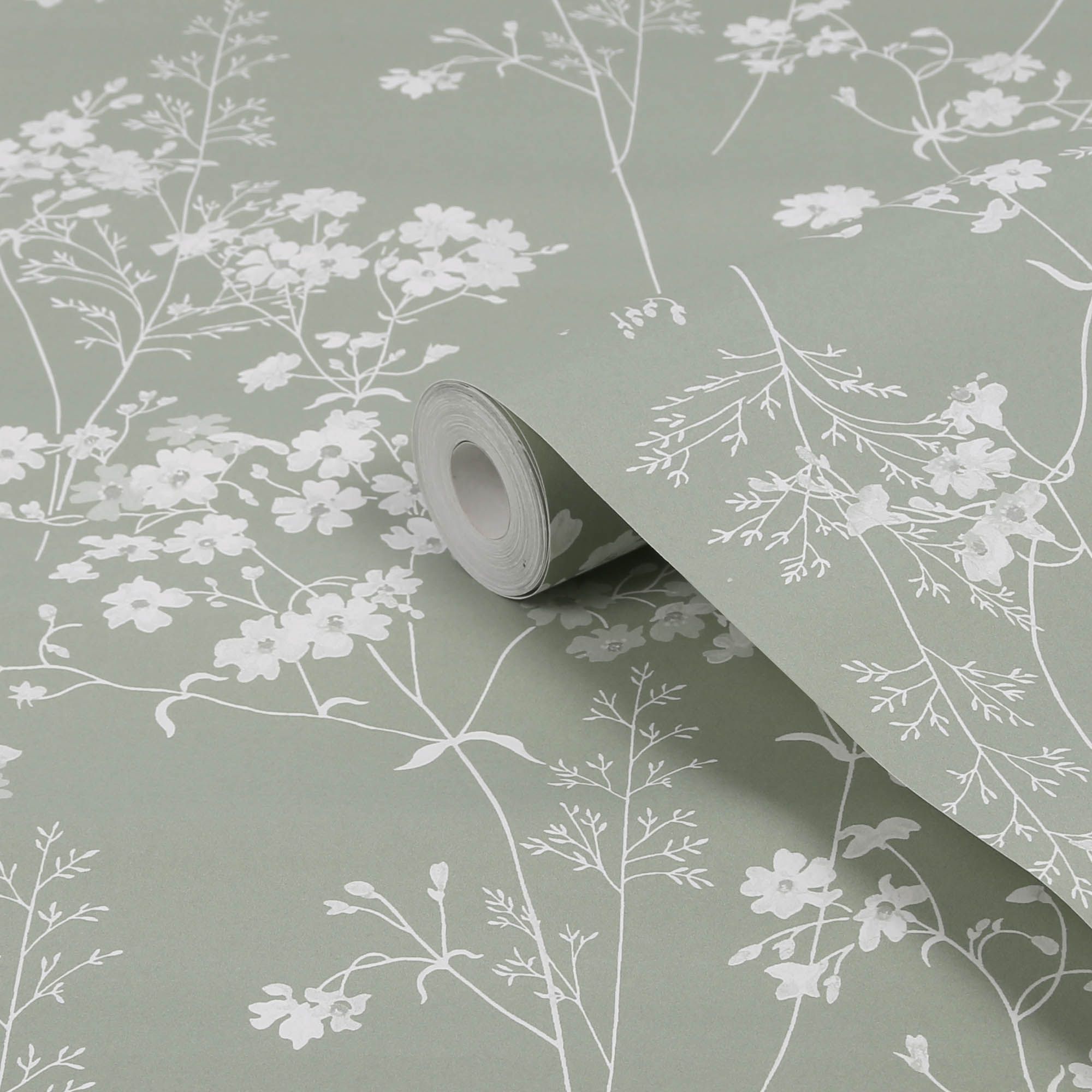 Green Smooth Wallpaper Wallpaper wall coverings B Q