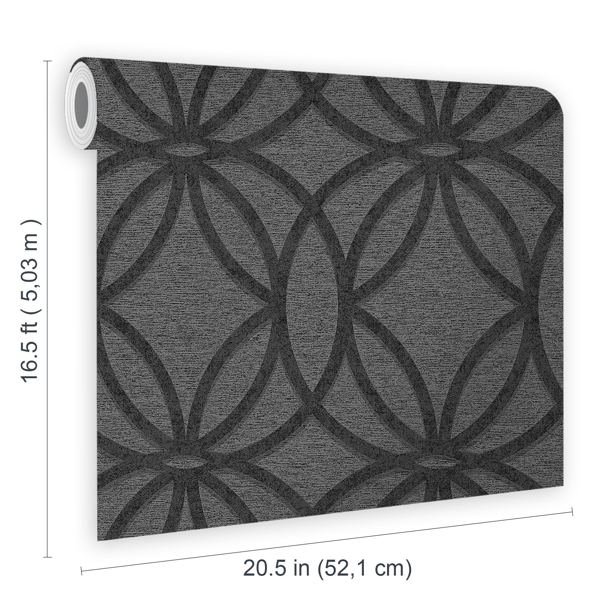 A.S. Creation AS Creation Swirl Stripe Pattern Embossed Metallic Black  Wallpaper