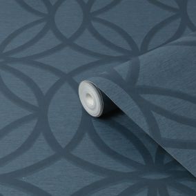 Next Luxe eclipse Navy Smooth Wallpaper Sample