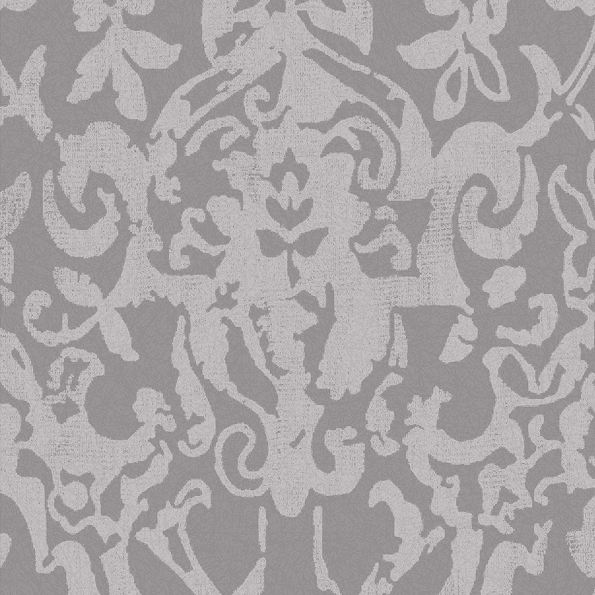 Next Majestic damask Grey Metallic effect Smooth Wallpaper