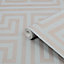 Next Metallic Greek key Grey Metallic effect Smooth Wallpaper Sample