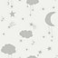 Next Moon & stars Grey Smooth Wallpaper Sample