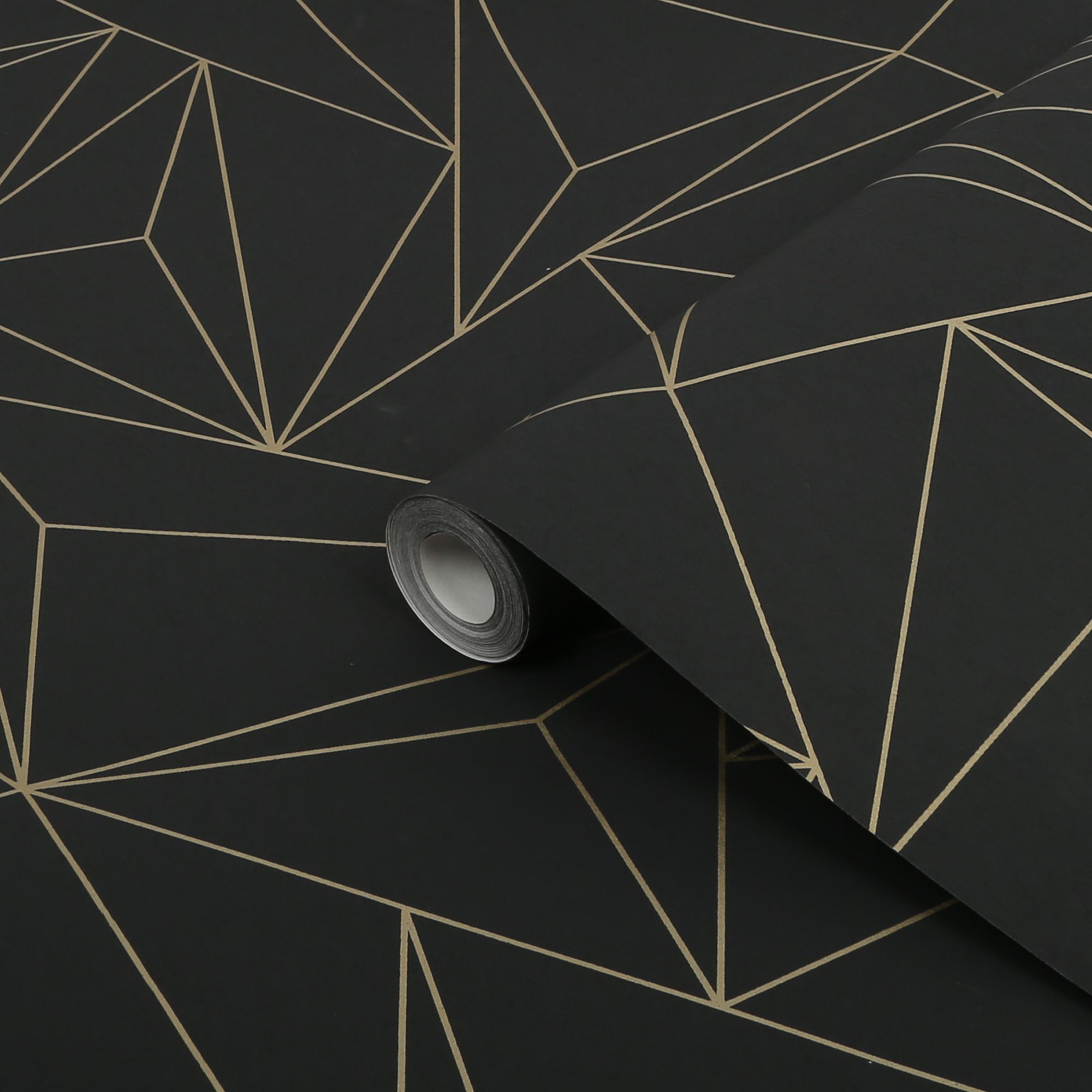 Next Scatter geo Black Metallic effect Smooth Wallpaper Sample