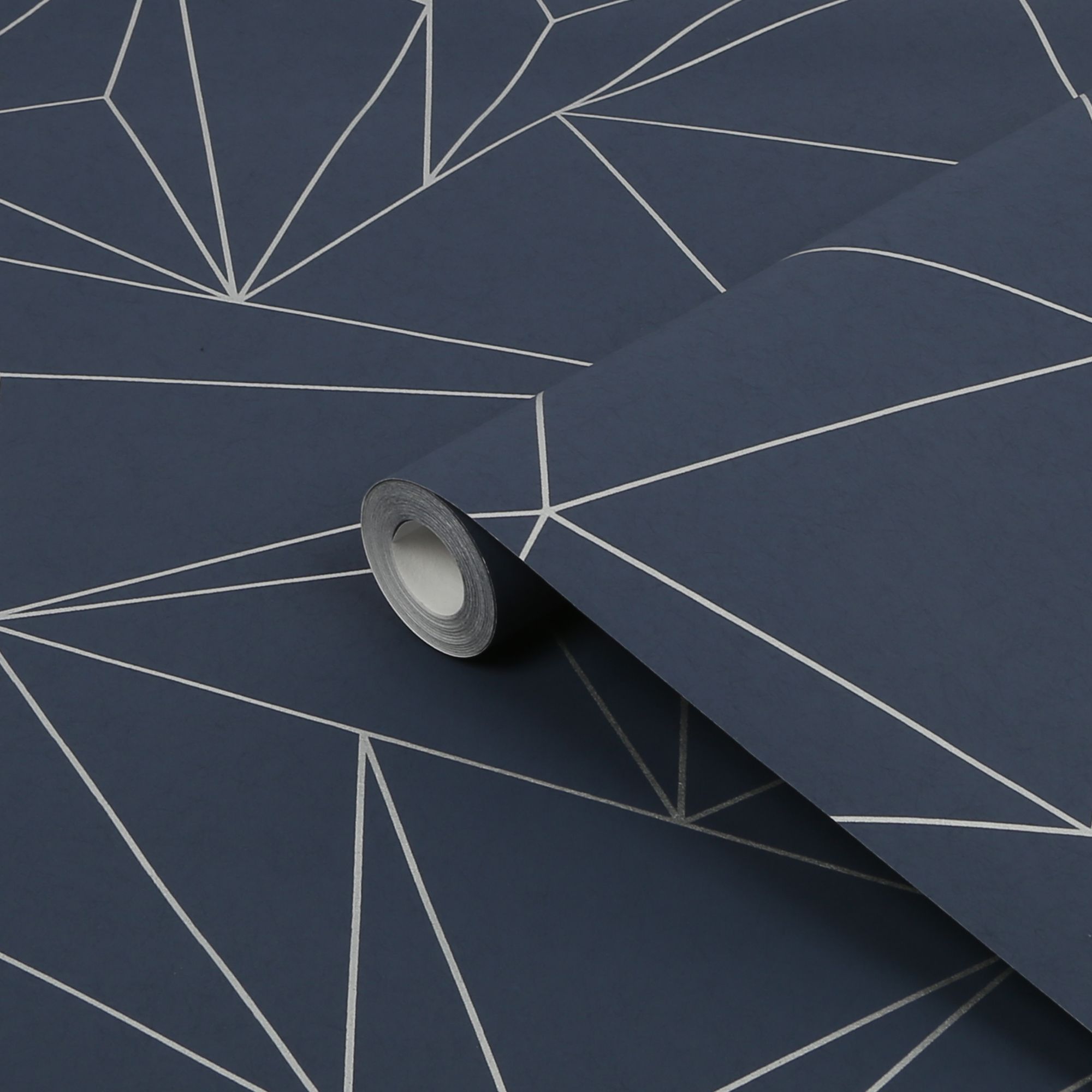 Next Scatter geo Navy Metallic effect Smooth Wallpaper Sample