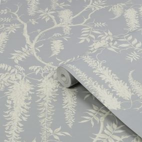 Next Wisteria trails Grey Smooth Wallpaper Sample