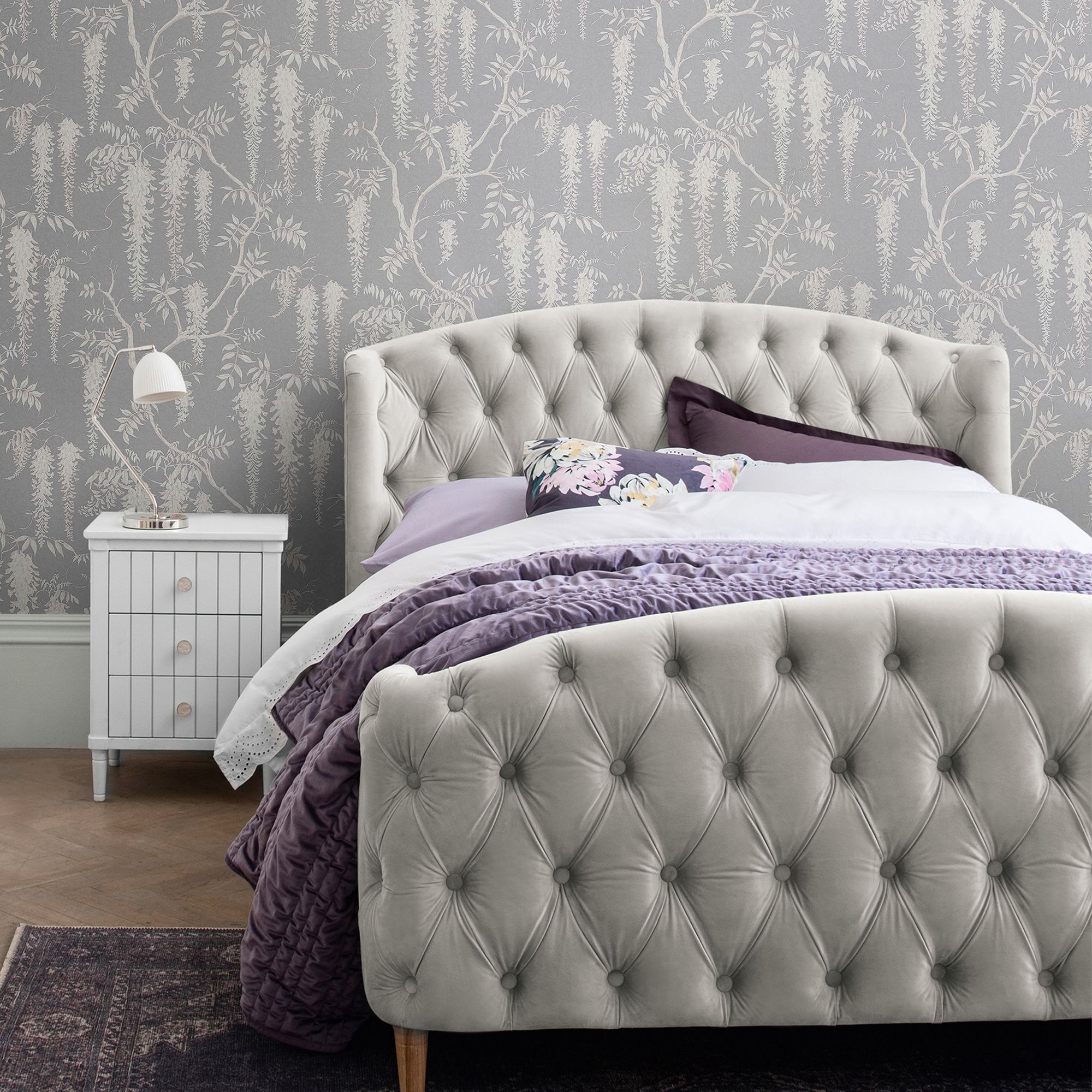 Next Wisteria trails Grey Smooth Wallpaper