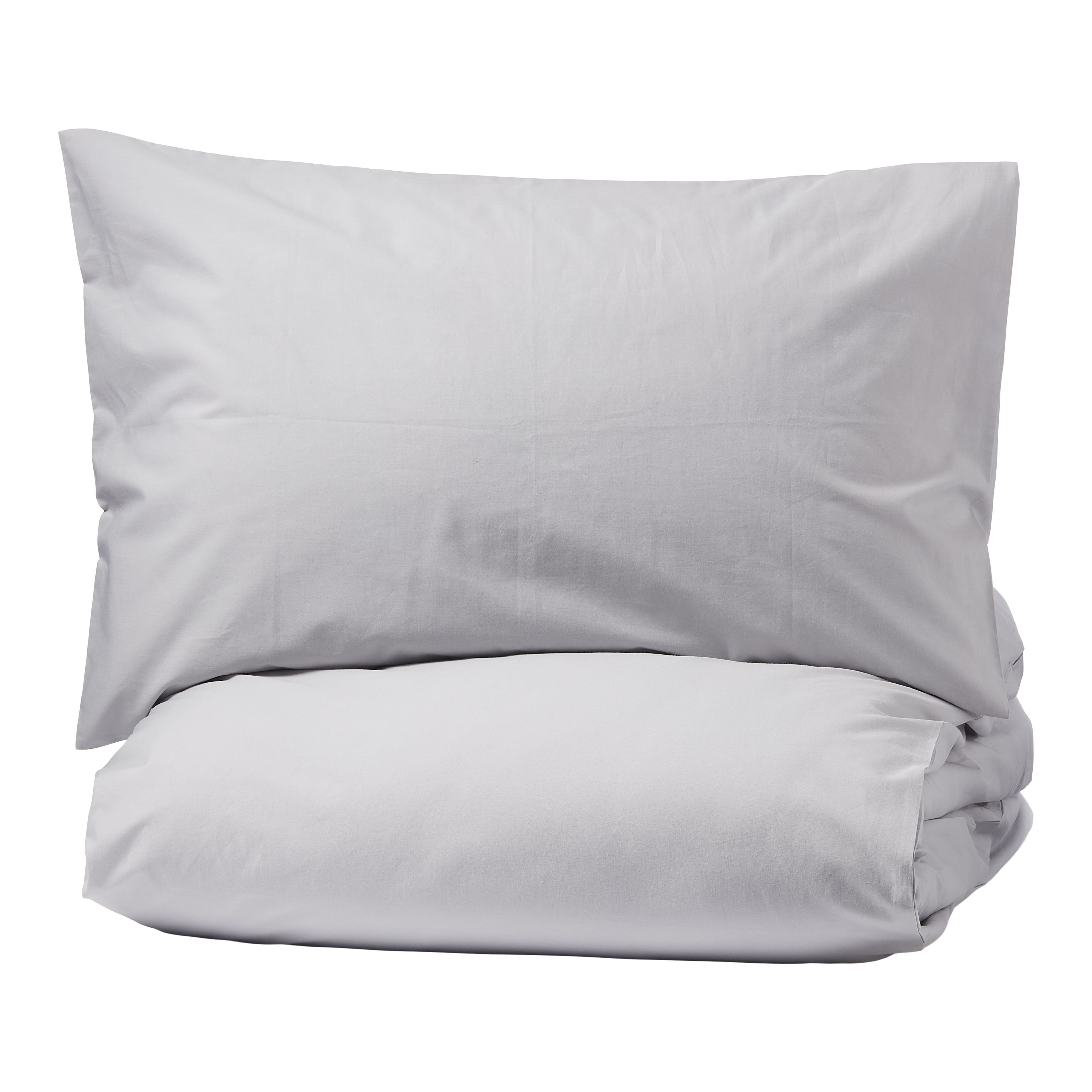 Nia Plain Grey Single Duvet cover & pillow case set