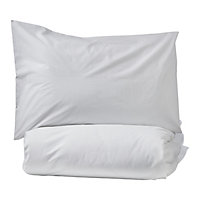 Nia Plain White Double Duvet cover & pillow case set