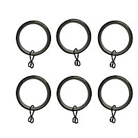 Nickel effect Black Curtain ring (Dia)28mm, Pack of 6
