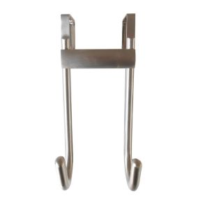 Nickel effect J-shaped Double Over door hook (H)110mm (D)180mm