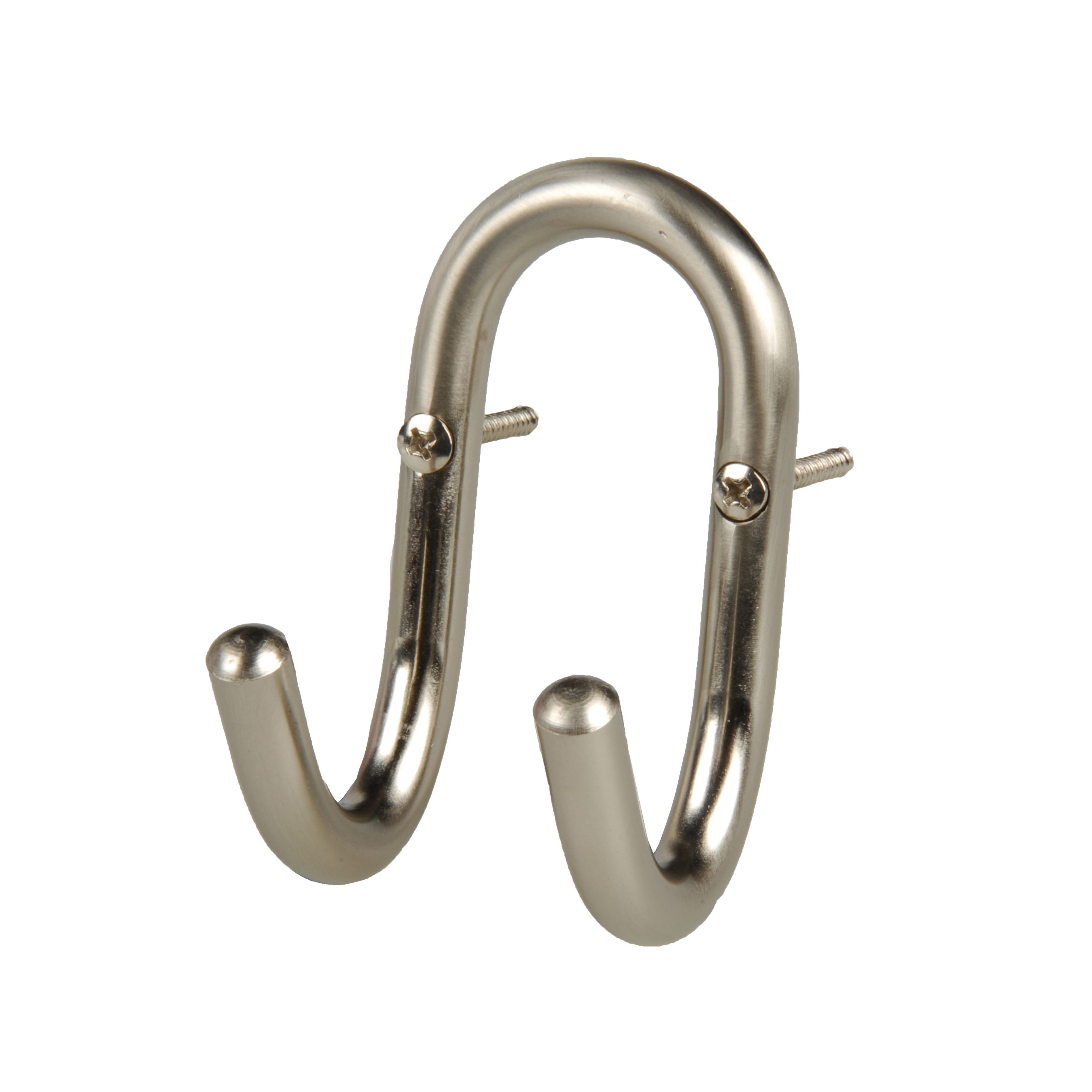 Nickel effect Steel Double Hook Holds 10kg DIY at B Q