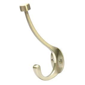 Nickel effect Zinc alloy Circular Double Hat & coat Hook (H)140mm (W)35.5mm