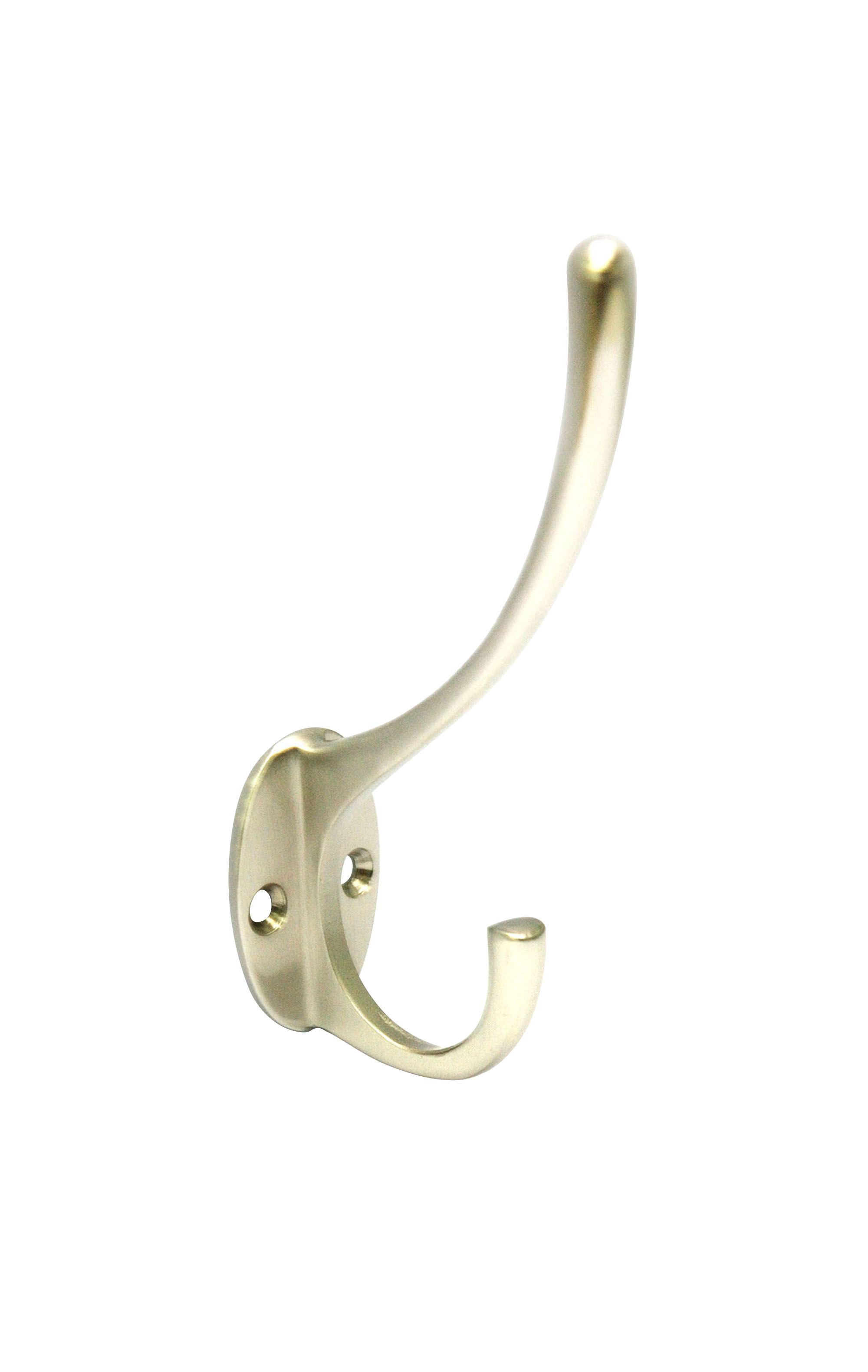 Nickel effect Zinc alloy Double Victorian Hook (H)58mm (W)29mm | DIY at B&Q